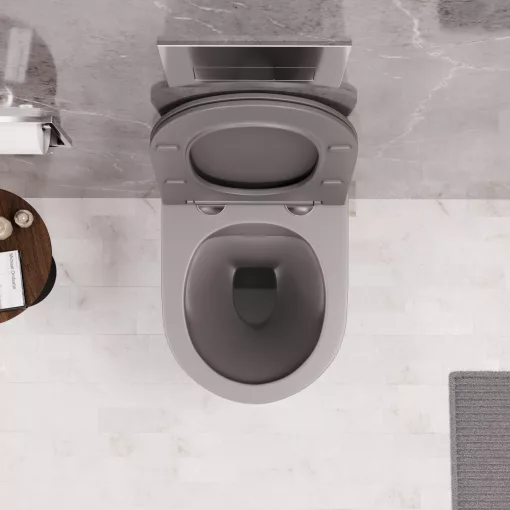 HD Lea Matt Grey perem nélküli mély öblítésű íves fali WC tető nélkül