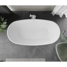 HD Aurora White 150/160/170 cm hosszú ovális térben álló akril kád fényes fehér túlfolyóval és click-clack leeresztővel