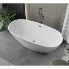 HD Aurora White 160x75 ovális térben álló akril kád szürke túlfolyóval és click-clack leeresztővel
