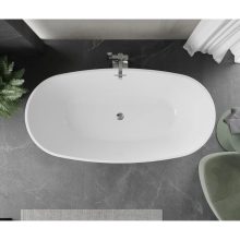 HD Aurora Black&White 150/160/170 cm hosszú ovális térben álló akril kád fényes króm túlfolyóval és click-clack leeresztővel