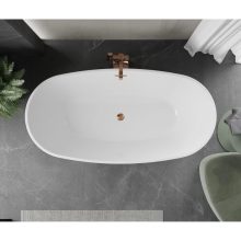 HD Aurora Black&White 150/160/170 cm hosszú ovális térben álló akril kád rózsa arany túlfolyóval és click-clack leeresztővel