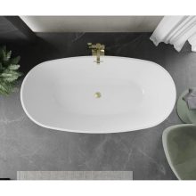 HD Aurora Black&White 150/160/170 cm hosszú ovális térben álló akril kád szálcsiszolt arany túlfolyóval és click-clack leeresztővel