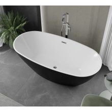 HD Aurora Black&White 160x75 ovális térben álló akril kád fényes króm túlfolyóval és click-clack leeresztővel