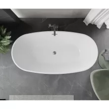 HD Aurora Black&White 160x75 ovális térben álló akril kád szürke túlfolyóval és click-clack leeresztővel