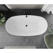 HD Aurora Black&White 160x75 ovális térben álló akril kád matt fekete túlfolyóval és click-clack leeresztővel