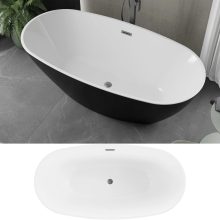 HD Aurora Black&White 170x75 ovális térben álló akril kád szürke túlfolyóval és click-clack leeresztővel