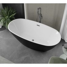 HD Aurora Black&White 170x75 ovális térben álló akril kád szürke túlfolyóval és click-clack leeresztővel