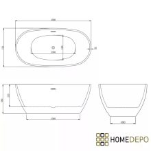HD Aurora Matt Black 160x75 ovális térben álló akril kád rózsa arany túlfolyóval és click-clack leeresztővel