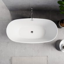 HD Aurora Matt White 150/160/170 cm hosszú ovális térben álló akril kád fényes króm túlfolyóval és click-clack leeresztővel