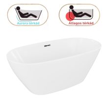 HD Aurora Matt White 150/160/170 cm hosszú ovális térben álló akril kád fényes króm túlfolyóval és click-clack leeresztővel