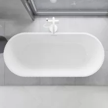 HD Pompei Black ovális térben álló akril kád fényes fehér túlfolyóval és click-clack leeresztővel, 160x75x58 cm