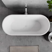 HD Pompei Black ovális térben álló akril kád fényes fehér túlfolyóval és click-clack leeresztővel, 160x75x58 cm