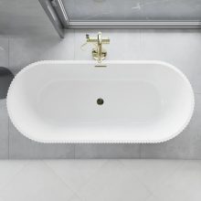 HD Pompei Black ovális térben álló akril kád fényes arany túlfolyóval és click-clack leeresztővel, 160x75x58 cm