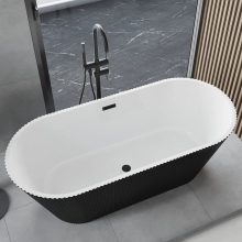 HD Pompei Black ovális térben álló akril kád matt fekete túlfolyóval és click-clack leeresztővel, 160x75x58 cm