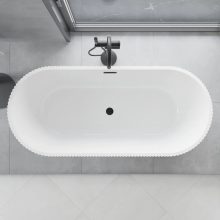 HD Pompei Black ovális térben álló akril kád matt fekete túlfolyóval és click-clack leeresztővel, 160x75x58 cm