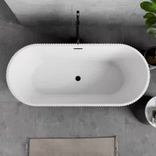 HD Pompei Black ovális térben álló akril kád matt fekete túlfolyóval és click-clack leeresztővel, 160x75x58 cm