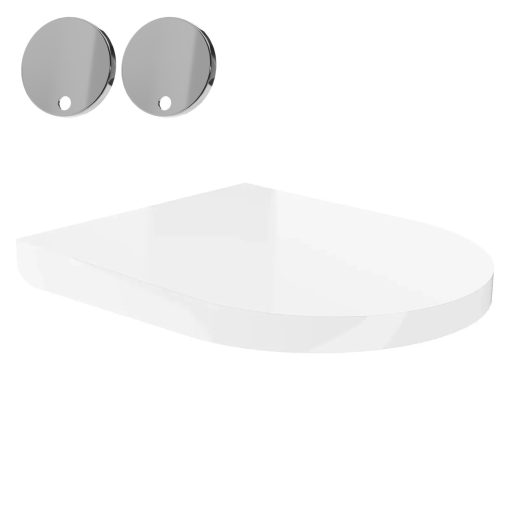 HD Noa Glossy White perem nélküli mély öblítésű íves fali WC compact "A" tetővel és fényes króm zsanérral