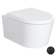 HD Noa Glossy White perem nélküli mély öblítésű íves fali WC compact "A" tetővel és matt fekete zsanérral