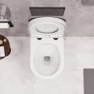 HD Noa Glossy White perem nélküli mély öblítésű íves fali WC compact "A" tetővel és matt fekete zsanérral