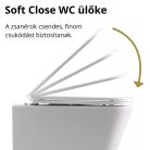 HD Noa Glossy White perem nélküli mély öblítésű íves fali WC slim "P" tetővel és matt fekete zsanérral