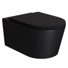 HD Noa Matt Black perem nélküli mély öblítésű íves fali WC slim "A" tetővel és matt fekete zsanérral