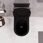 HD Noa Matt Black perem nélküli mély öblítésű íves fali WC slim "F" tetővel és matt fekete zsanérral