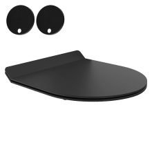 HD Noa Matt Black perem nélküli mély öblítésű íves fali WC slim "F" tetővel és matt fekete zsanérral