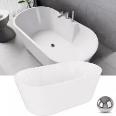   HD Vision White 150/160/170 cm hosszú ovális térben álló akril kád fényes króm click-clack leeresztővel