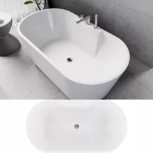 HD Vision White 150/160/170 cm hosszú ovális térben álló akril kád fényes króm click-clack leeresztővel