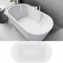 HD Vision White 150/160/170 cm hosszú ovális térben álló akril kád fényes fehér click-clack leeresztővel