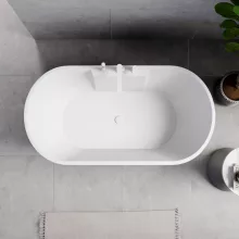 HD Vision White 150/160/170 cm hosszú ovális térben álló akril kád fényes fehér click-clack leeresztővel