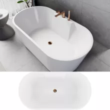HD Vision White 150/160/170 cm hosszú ovális térben álló akril kád rózsa arany click-clack leeresztővel