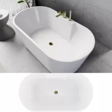 HD Vision White 150/160/170 cm hosszú ovális térben álló akril kád fényes arany click-clack leeresztővel