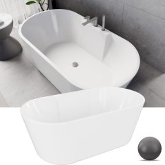   HD Vision White 150/160/170 cm hosszú ovális térben álló akril kád szürke click-clack leeresztővel