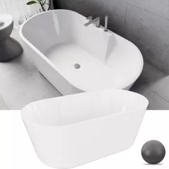   HD Vision White 150/160/170 cm hosszú ovális térben álló akril kád szürke click-clack leeresztővel