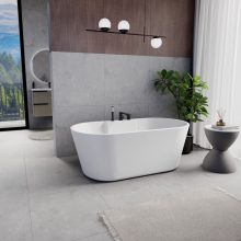 HD Vision White 150/160/170 cm hosszú ovális térben álló akril kád matt fekete click-clack leeresztővel