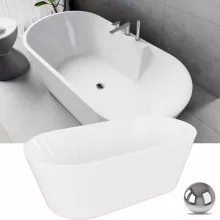 HD Vision White 160x78 ovális térben álló akril kád fényes króm click-clack leeresztővel