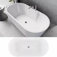 HD Vision White 160x78 ovális térben álló akril kád fényes króm click-clack leeresztővel