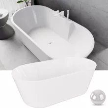HD Vision White 160x78 ovális térben álló akril kád fényes fehér click-clack leeresztővel