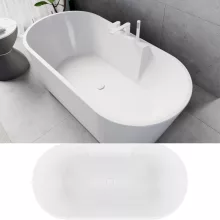 HD Vision White 160x78 ovális térben álló akril kád fényes fehér click-clack leeresztővel
