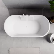 HD Vision White 160x78 ovális térben álló akril kád fényes fehér click-clack leeresztővel
