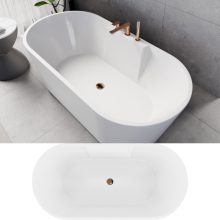 HD Vision White 160x78 ovális térben álló akril kád rózsa arany click-clack leeresztővel