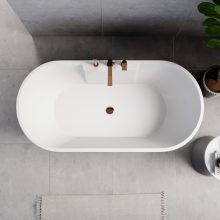 HD Vision White 160x78 ovális térben álló akril kád rózsa arany click-clack leeresztővel