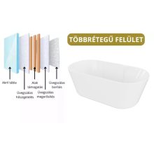 HD Vision White 160x78 ovális térben álló akril kád rózsa arany click-clack leeresztővel