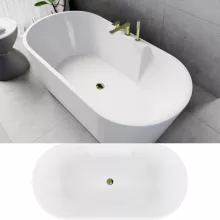 HD Vision White 160x78 ovális térben álló akril kád fényes arany click-clack leeresztővel