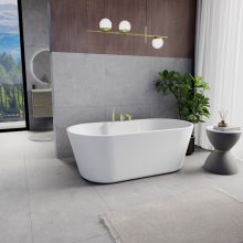 HD Vision White 160x78 ovális térben álló akril kád szálcsiszolt arany click-clack leeresztővel