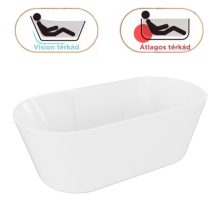 HD Vision White 160x78 ovális térben álló akril kád szálcsiszolt arany click-clack leeresztővel