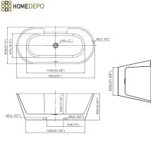 HD Vision White 160x78 ovális térben álló akril kád szálcsiszolt arany click-clack leeresztővel