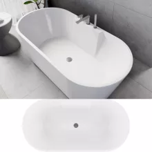 HD Vision White 160x78 ovális térben álló akril kád szürke click-clack leeresztővel