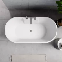 HD Vision White 160x78 ovális térben álló akril kád szürke click-clack leeresztővel
